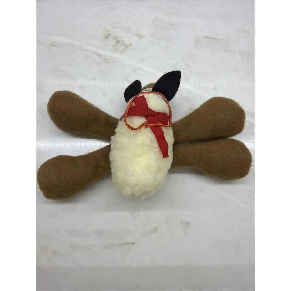 Vintage 1985 Hallmark Lamb Reindeer Plush Christmas Ornament 6inch EUC